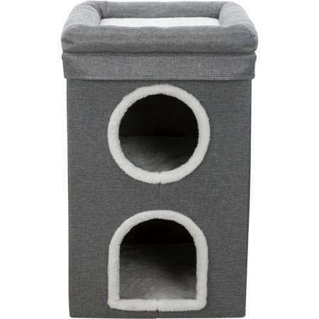 Cat Condo | 2-Story Condo Tower | Scratching Surface | Foldable for Easy Storage | Gray