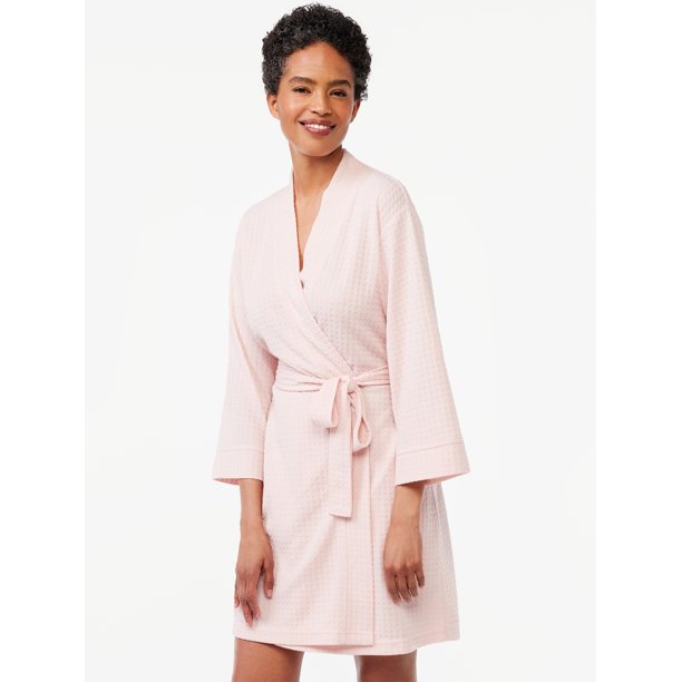 Joyspun Women's Waffle Knit Wrap Robe, Sizes S to 3XL