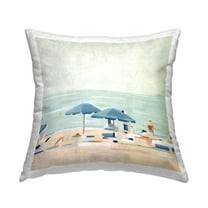 Stupell Industries Abstract Summer Beachgoers Square Decorative Printed Throw Pillow, 18 x 18,