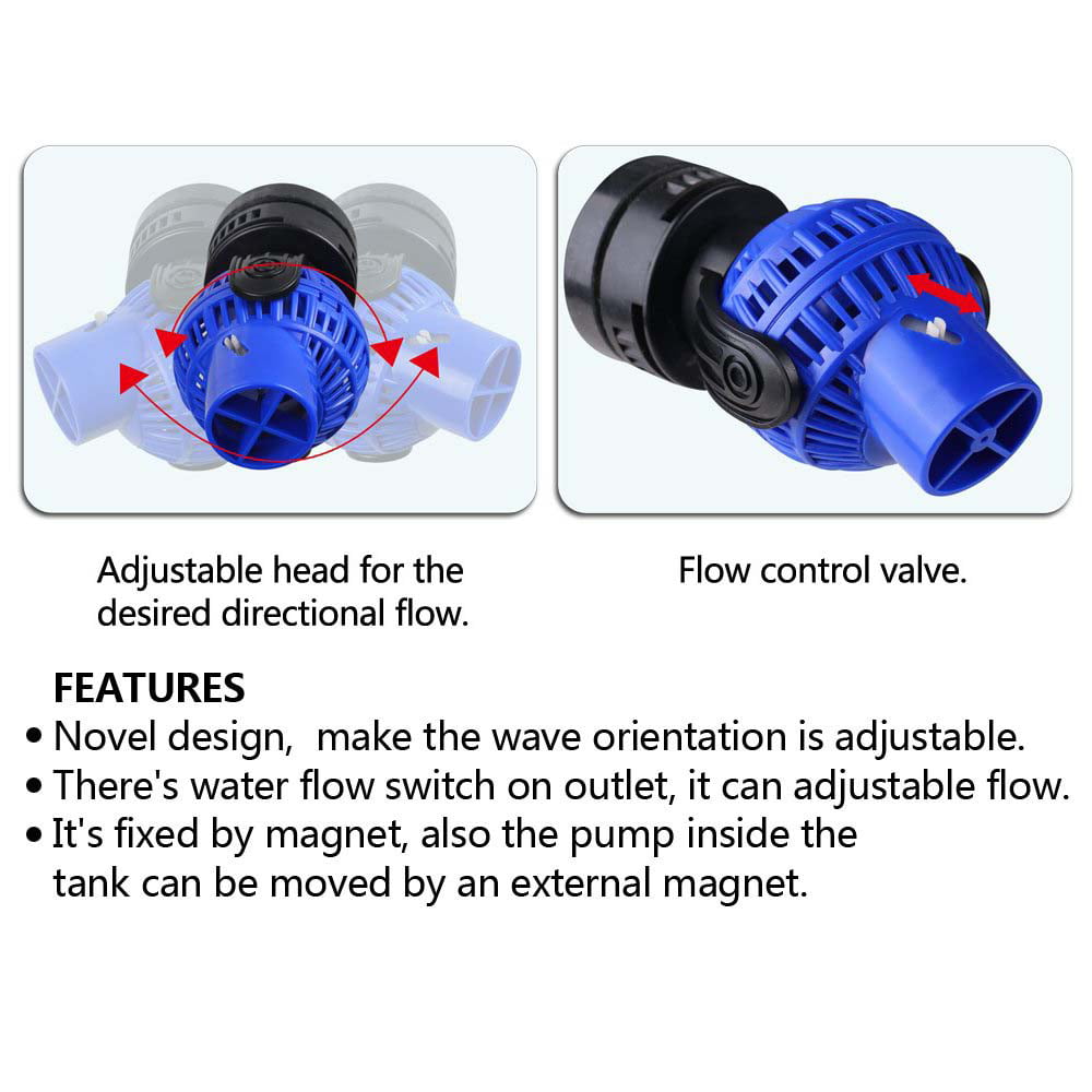 FREESEA Aquarium Circulation Pump Wave Maker Power Head with Magnetic Mount Suction 