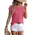 thumbnail image 1 of Top Informal de Corta con Cuello Redondo y Aguja Gruesa para Mujer, Color Rosa, Talla L, 1 of 6