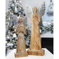 thumbnail image 3 of AuldHome Design Wooden Angel Christmas Statues (Set of 2); Primitive Farmhouse Holiday Decor Wood and Metal Praying Figurines, 3 of 6
