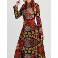 thumbnail image 5 of Vestido largo vintage para mujer, estilo bohemio, con estampado floral, ajustado, con cremallera, cuello vuelto, chaqueta de manga larga para mujer 2024, gabardina para mujer, 5 of 5