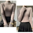 thumbnail image 5 of NMMUED Turtleneck Sweater Women Pullover Sweaters for Women Knit Sweater for Women Fitted Sweaters for Women, Brown S, 5 of 5
