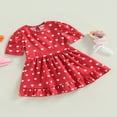 thumbnail image 2 of Robe de Saint-Valentin pour Tout-Petits, Enfants, Bébés Filles, Manches Courtes, Imprimé de Cœurs Rouges, Ligne A, Été, Décontractée, Robe de Fête, 2 of 8