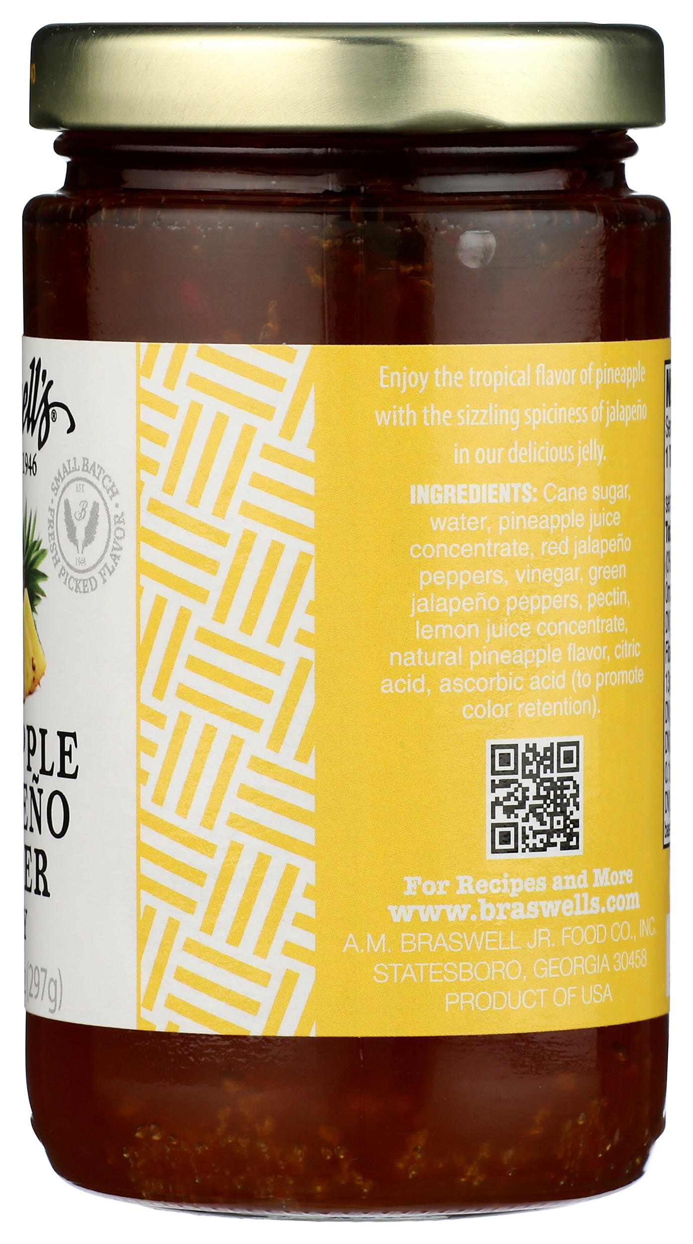 Pack of 6, Braswell Pineapple Jalapeno Pepper Jelly, 10.5 oz