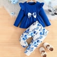 thumbnail image 2 of AOMPMSDX Toddler Outfits For Girls Boys Winter Baby Long Sleeve Butterfly Print Tops And Pants 2Pcs Clothes Set For Children Clothes Baby Outfit Sets Blue 6 Months-9 Months, 2 of 7