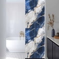thumbnail image 3 of Marble Navy Blue Window Privacy Film, Abstract Gold White Brick Stone Motif Static Cling UV Sun Blocking Heat Control Window Tint, Non-Adhesive One Way Windows Privacy Cover 17.7''x78.7'', 3 of 7