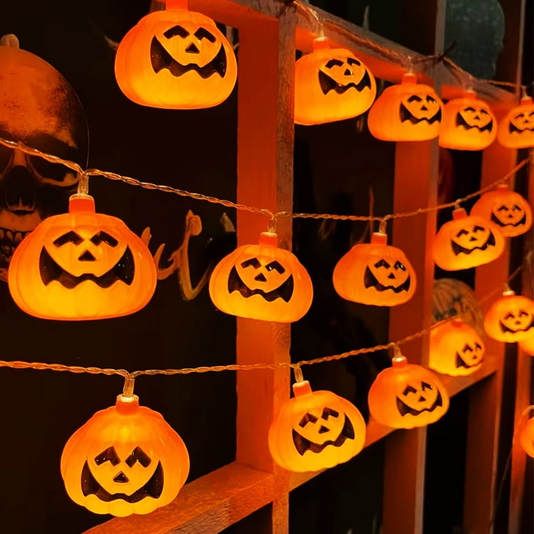 Halloween String Lights, 10 LED 6.56 FT Batterry Powered Pumpkin