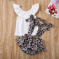 thumbnail image 1 of 2Pcs Infant Baby Girl Summer Outfit Set Cute Ruffle Crop Top + Floral Suspender Shorts Romper, 1 of 5