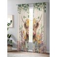 thumbnail image 4 of Sheer Curtains 84 Inches Long 2 Panels Set for Living Room, Spring Cow Floral Semi Sheer Curtains for Windows, Green Eucalyptus Leaves Linen Voile Window Treatments Rod Pocket Curtain, 4 of 7