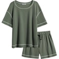 thumbnail image 2 of Ekouaer Women Pajama Sets Waffle Knit Lounge Set 2 Piece Sets Outfit Loungewear Matching Set With Pockets, 2 of 5