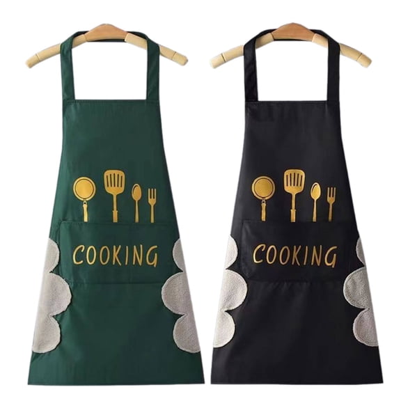 TELOLY 2Pcs Apron,Water-Resistant Design Aprons for Cooking,Generous Pocket Space Chef Apron,Style7