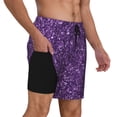 thumbnail image 2 of Fotbe Purple Glitter Traje de Baño para Hombre – Shorts de Natación de Secado Rápido con Forro y Bolsillos-XX-Large, 2 of 6