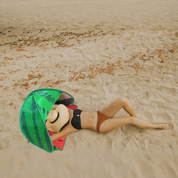 hwoehyo Outdoor Watermelon Beach Tent Foldable Tent Qucik Automatic Open Adult Kids Windproof Sun Shelter Face Tent With Phone Holder M