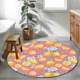 thumbnail image 4 of Summer Fruit Round Area Rugs 3 ft, Watercolor Lemon Cute Frangipani Blue Leaves Farmhouse Washable Small Area Rug with Non-Slip Sturdy Edge Binding Round Front Door Mat Floor Carpet for Entryway, 4 of 9