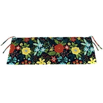 Jordan Manufacturing 41" x 17" Black Floral Rectangular Outdoor Settee Swing Bench Cushion with Ties