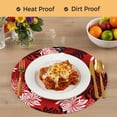 thumbnail image 4 of Botanical Chrysanthemum Round 13 Inch Placemats Set of 6, Abstract Spring Floral Red Black HeatResistant Non Slip Place Mats for Dining Table, Wipeable Braided Kitchen Table Mats for Housewarming, 4 of 9
