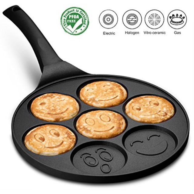 gourmia gpa9540 smiley face pancake pan fun 7 emoji mini pancake and