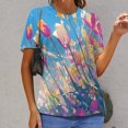 thumbnail image 6 of Vibe Blooming Tulips Women's Short Sleeve Tops Casual Blouses T Shirt, 6 of 6