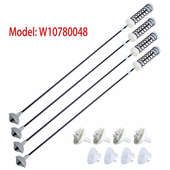 Washer Suspension Rod Kit W10780048 (23.6in) for Whirlpool Kenmore Maytag Amana Washing Machine - 4 Pack
