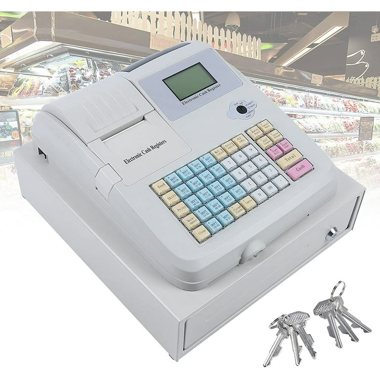 Programmable Electronic Cash Register with Drawer, 48 Keys