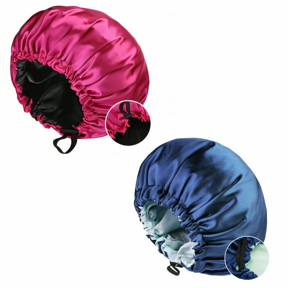 TELOLY 2Pcs Silk Bonnet for Sleeping,Wakes Up with Softer Hair Hair Bonnet for Sleeping,Fashionable and Versatile Satin Bonnet,Multicolor12,OneSize