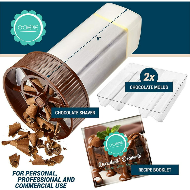 O'Creme - Chocolate Shaver - Rotary Hand Held Grater and Slicer Device to  Make Professional Gourmet Quality Chocolate Shavings - Premium Baking