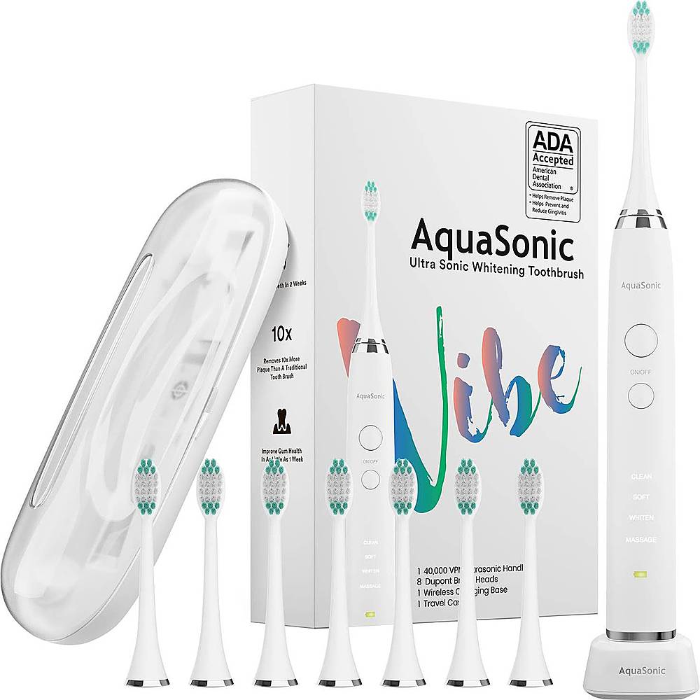 AquaSonic Vibe Series Rechargeable Electric Toothbrush Optic White