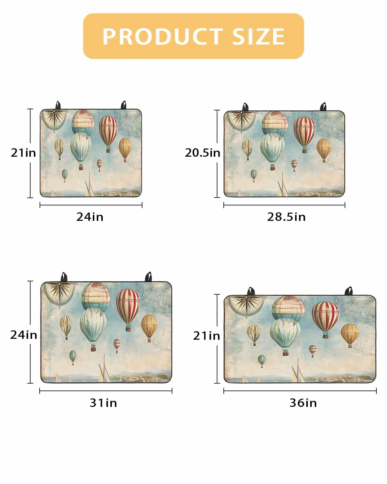 nqOlkjepod Large Induction Cooktop Protector Mat 28.5"x20.5", Nautical Boats Blue Stove Top Covers for Electric Stove, Coastal Ocean Vintage Hot Balloons Stove Burner Cover Mats Stove Cover