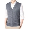 thumbnail image 6 of Atkumj Men's Sweater Vests Trendy Solid Color Button Down Knit Vest with Front Pockets Casual Comfortable V Neck Sleeveless Sweater Vest 4XL, 6 of 8