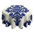 thumbnail image 4 of Blue and White Pioneer Flower Round Tablecloth 60" X 60",Wrinkle Wipeable Table Cloth for Kitchen Dining Room Picnic Patio Party, 4 of 6