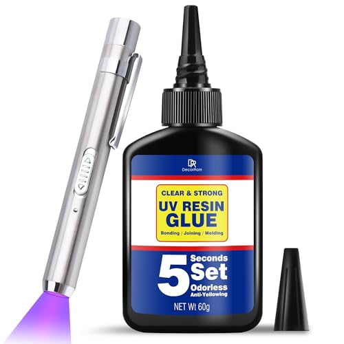 UV Resin Kit with Light, 60g Glue & Flashlight for Jewelry & Repair
