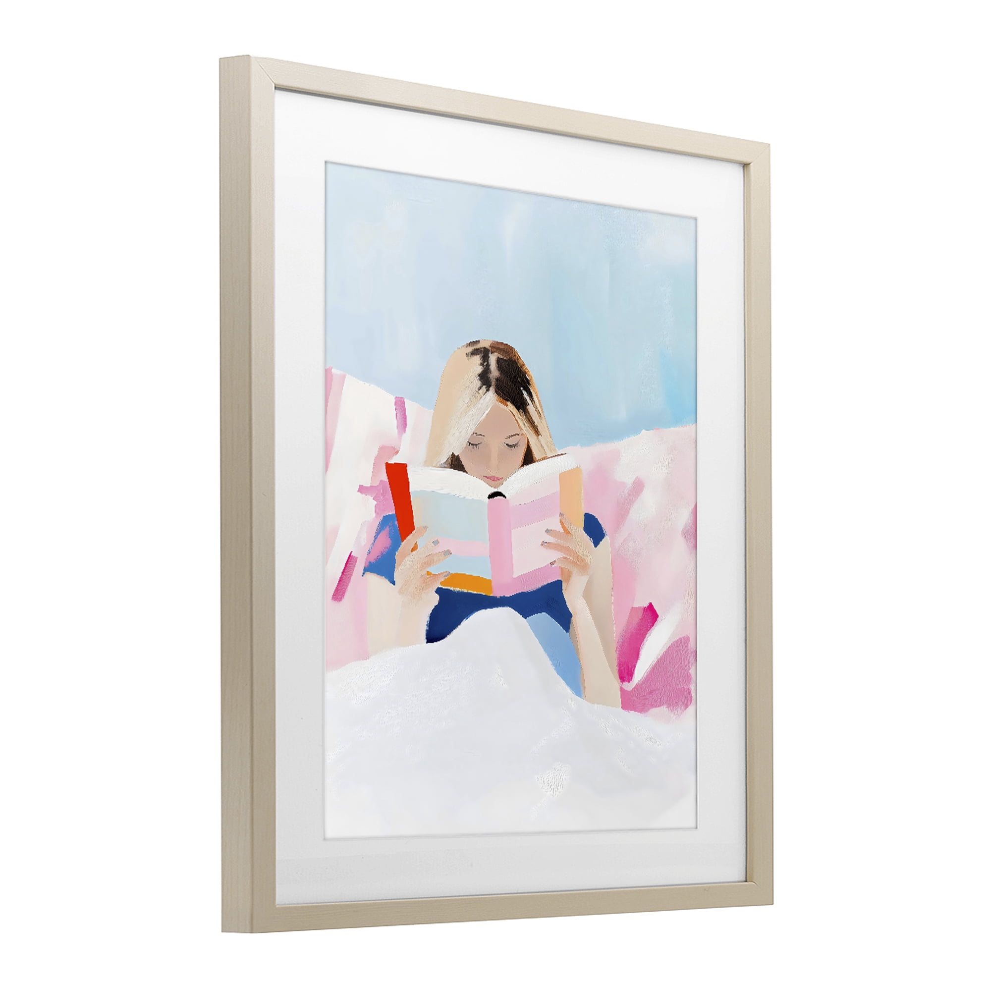 Stupell Industries Cozy Reading In Bed Birch Framed Print Under Glass, design by The Prints Vibe