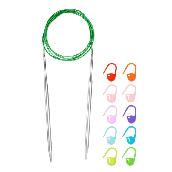 Uxcell Knitting Needles Size US 9(5.5mm) Circular Needle 47 Inch(120cm) Round Metal Stainless Steel Needle for Handmade Projects DIY Knitting