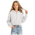 thumbnail image 3 of felwors Girls Cropped Zip Up Hoodie Long Sleeve Sweatshirts for Teen Girls Fashion Fall Fashion Casual Jackets with Pockets (White,13-14 Years), 3 of 5