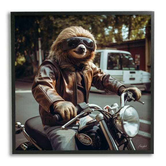 Stupell Industries Biker Animal Portrait Animals & Insects Painting Black Framed Art Print Wall Art, 12 x 12