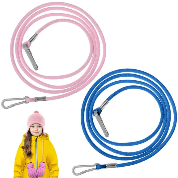 HOOWIFFY Mitten Clips Pink Nylon for Outdoor Use Elastic and Adjustable 2Pcs