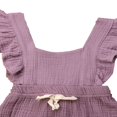 thumbnail image 4 of Baby Girls Romper Solid Color Ruffle Sleeveless Backless+Headband Outfits Clothes, 4 of 5