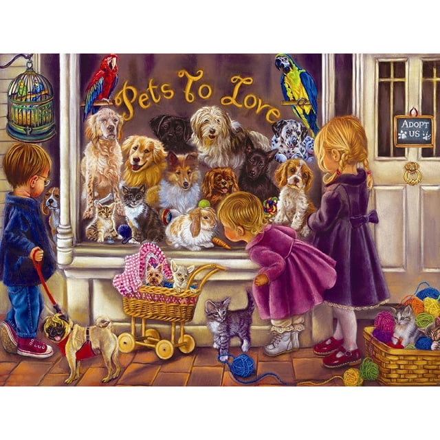 Gato Perro Familia Taladro Mosaico 5D para Imagen Artística Cuentas