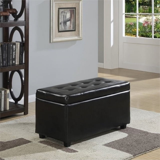 Atlin Designs Banc de Rangement en Faux Cuir Noir