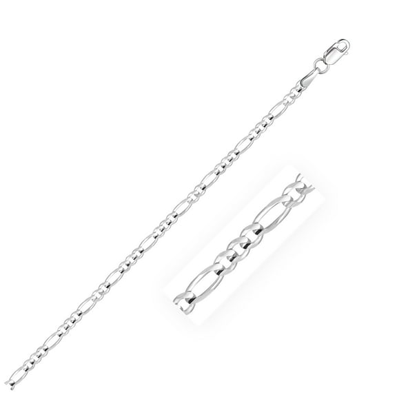 2.6mm 14k White Gold Figaro Anklet 10 in