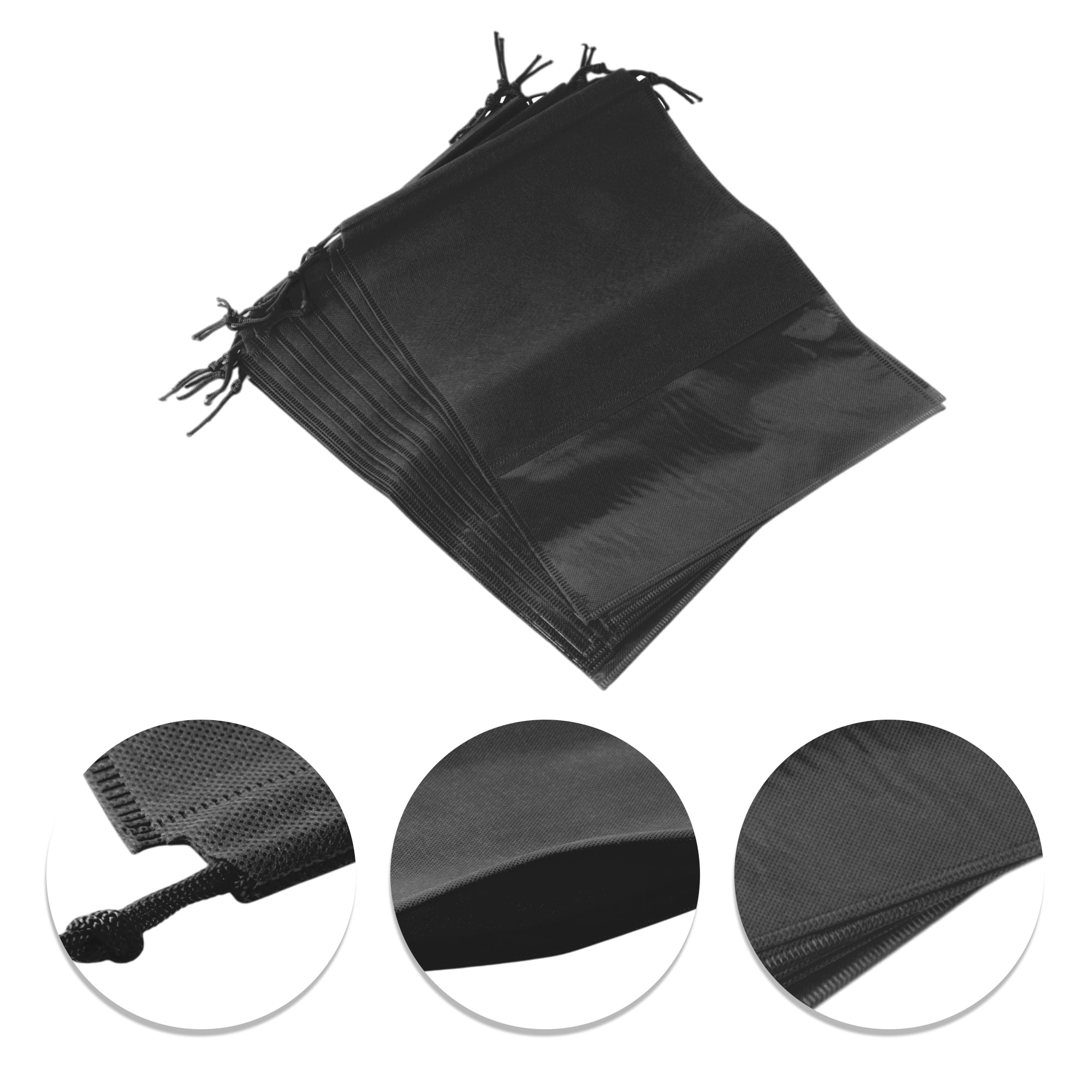 Unique Bargains 10 Pcs  Dustproof Shoe Dust Bag Shoes Storage Bag Portable Drawstring Storage Bag Black