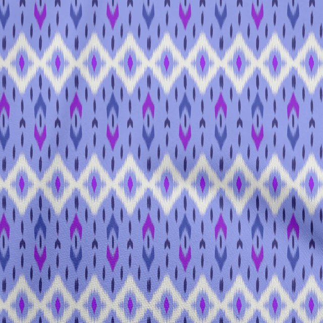 oneOone Georgette Viscose Bluish Violet Fabric Ikat Sewing Craft Projects Fabric Prints By Yard 42 Inch Wide