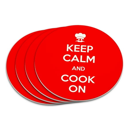 

Keep Calm And Cook On Chef Hat Coaster Set