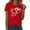 Red, variant on Valentine's Day Red Short Sleeved T-Shirt for Women Heart Print in Cotton Cute Casual Tee Red L