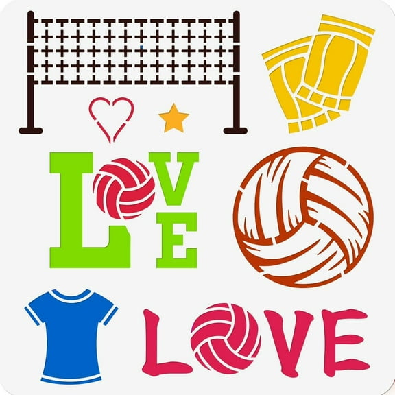 Volleyball Drawing Painting Stencils Reusable Stencils Square Shape Journal Stencil for DIY Scrapbook Photo Album Painting Drawing Art Stencils