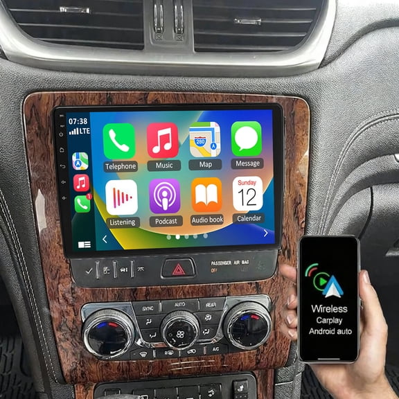 Gsuatey Car Stereo for Chevrolet Traverse 2008-2014 with Wireless CarPlay/Android Auto, 10 Inch Touch Screen Bluetooth Car Radio Head Unit FM Mirror Link SWC EQ Dual USB with Backup Camera Mic