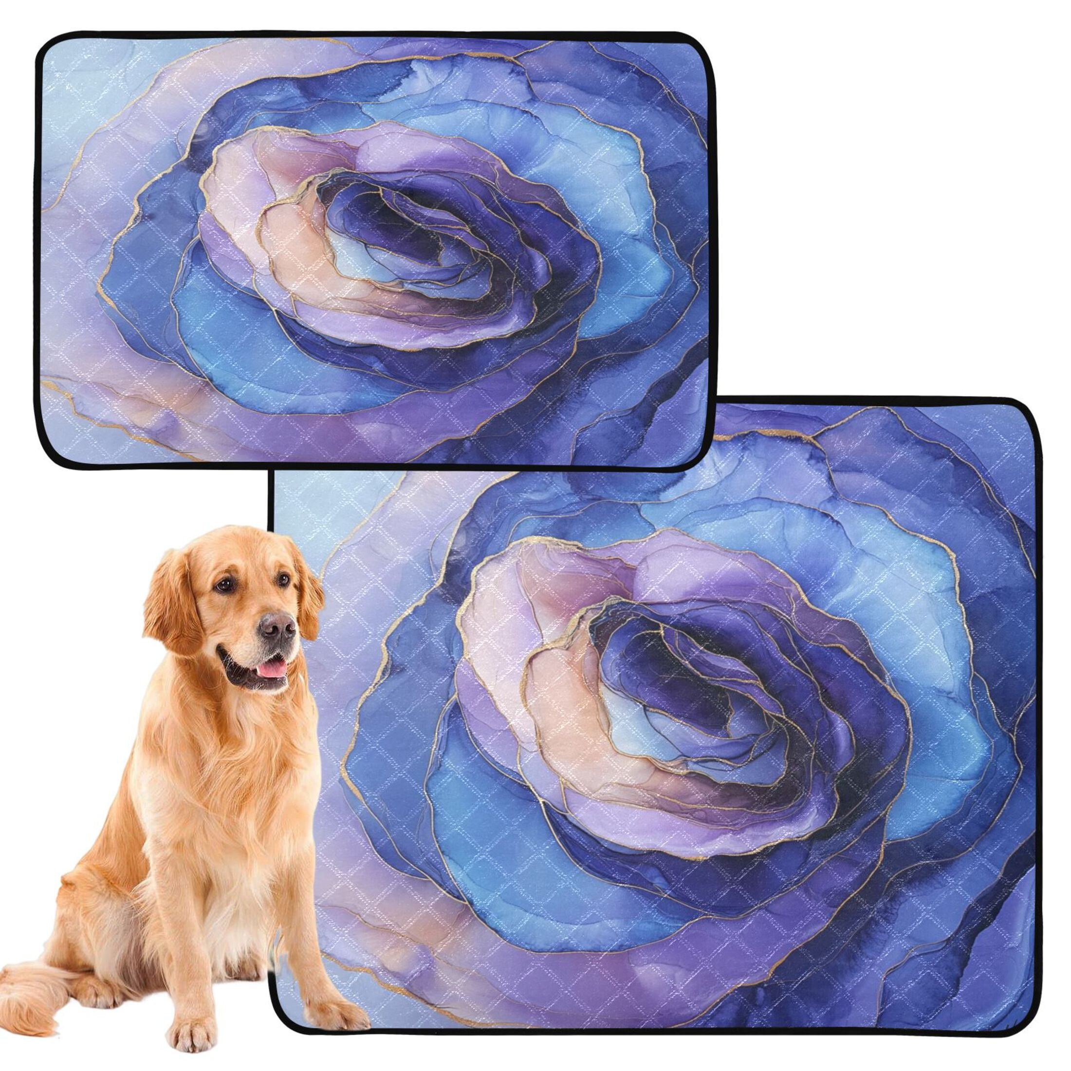 Qxltty Purple Petal Ripple Cat litter Pads Pet Set of 3 Diaper Mats Center Anti-leakage Layer Absorbent Soft and Comfortable