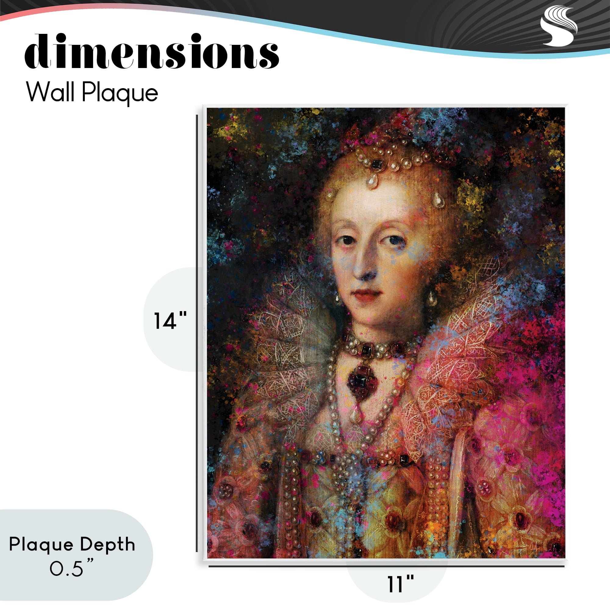 Stupell Industries Dappled Royalty Renaissance Portrait Wall Plaque Art, design by Sarah Adams